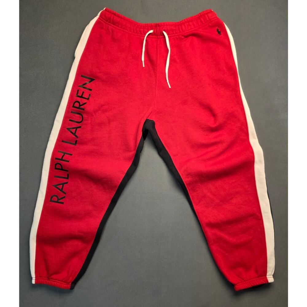 Polo Ralph Lauren Mens‎ Size Large Jogger Sweatpants Red Black Logo  30x25.5
